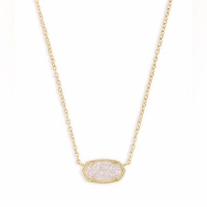 Kendra Scott Elisa Gold Pendant Necklace in Iridescent Drusy EUC